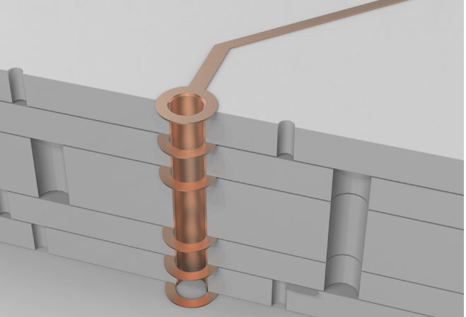 PCB traversant